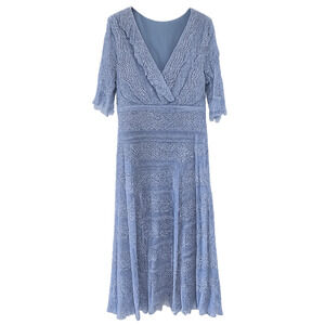 Periwinkle Lace Lined Dress Womens Sz 14 Chris McLaughlin Fit & Flare Party
